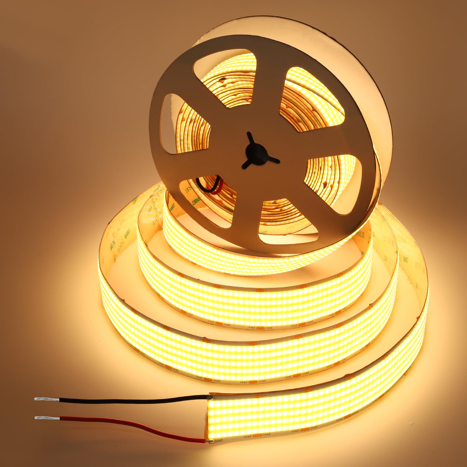 BERIXDEEP 30mm COB LED Strip 5m, 1600 LEDs/m, 5 Rows, 24V, 40w/m, 90lm/w, CRI 92+, Contiunous Uniform Dotless Strip Lights for Industrial, Commercial Decor (No Power Supply), Warm White, 3000K — image 1