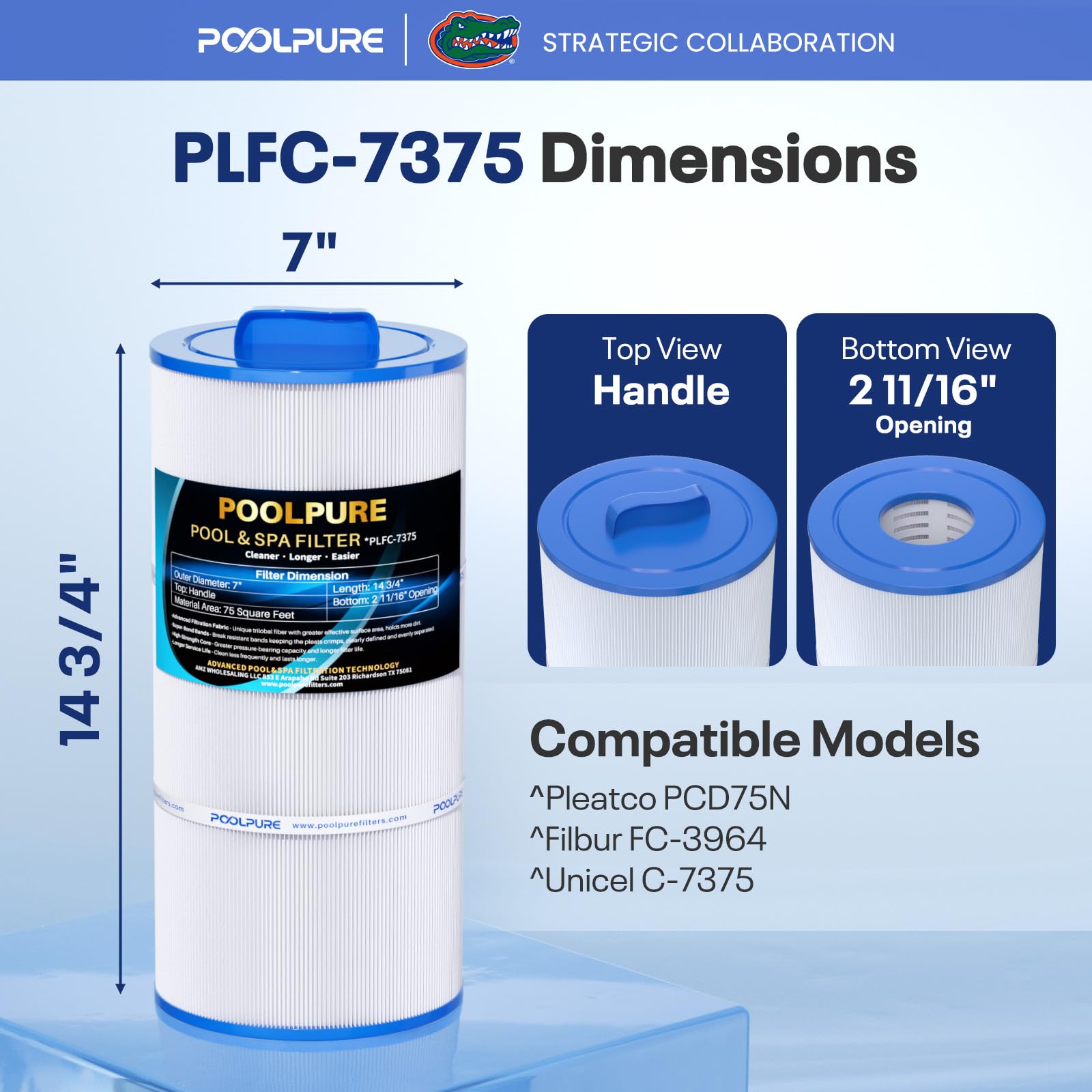 POOLPURE Filtre Spa C-7375 remplace PCD75N, Unicel C-7375, Filbur FC-3964