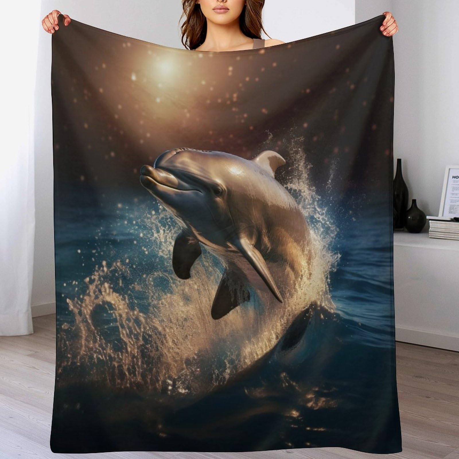 Couverture dauphins plaid flanelle douce enfant et adulte lavable