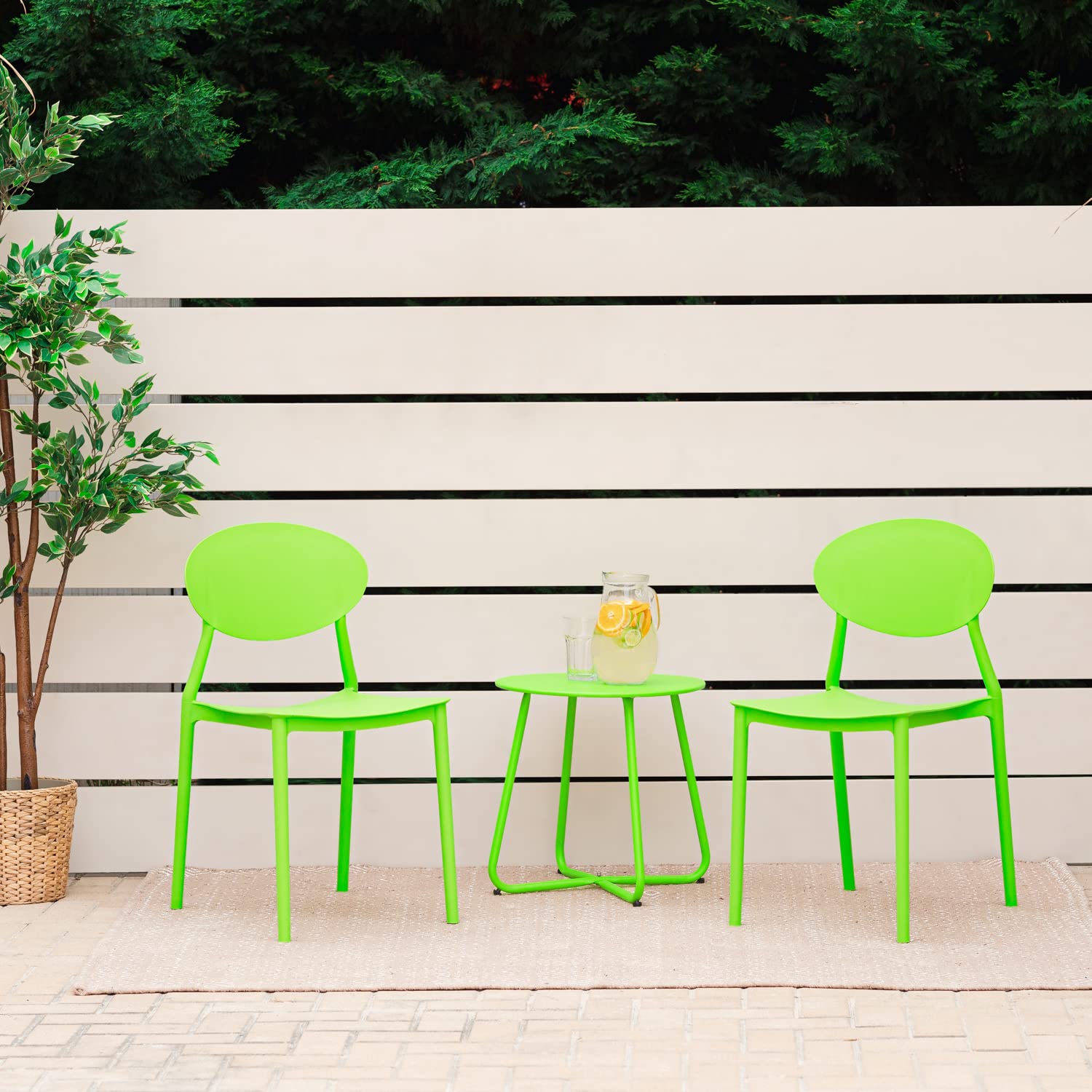 Homestyle4u 2451 Lot de 4 chaises de jardin empilables en plastique modernes et résistantes aux intempéries Vert
