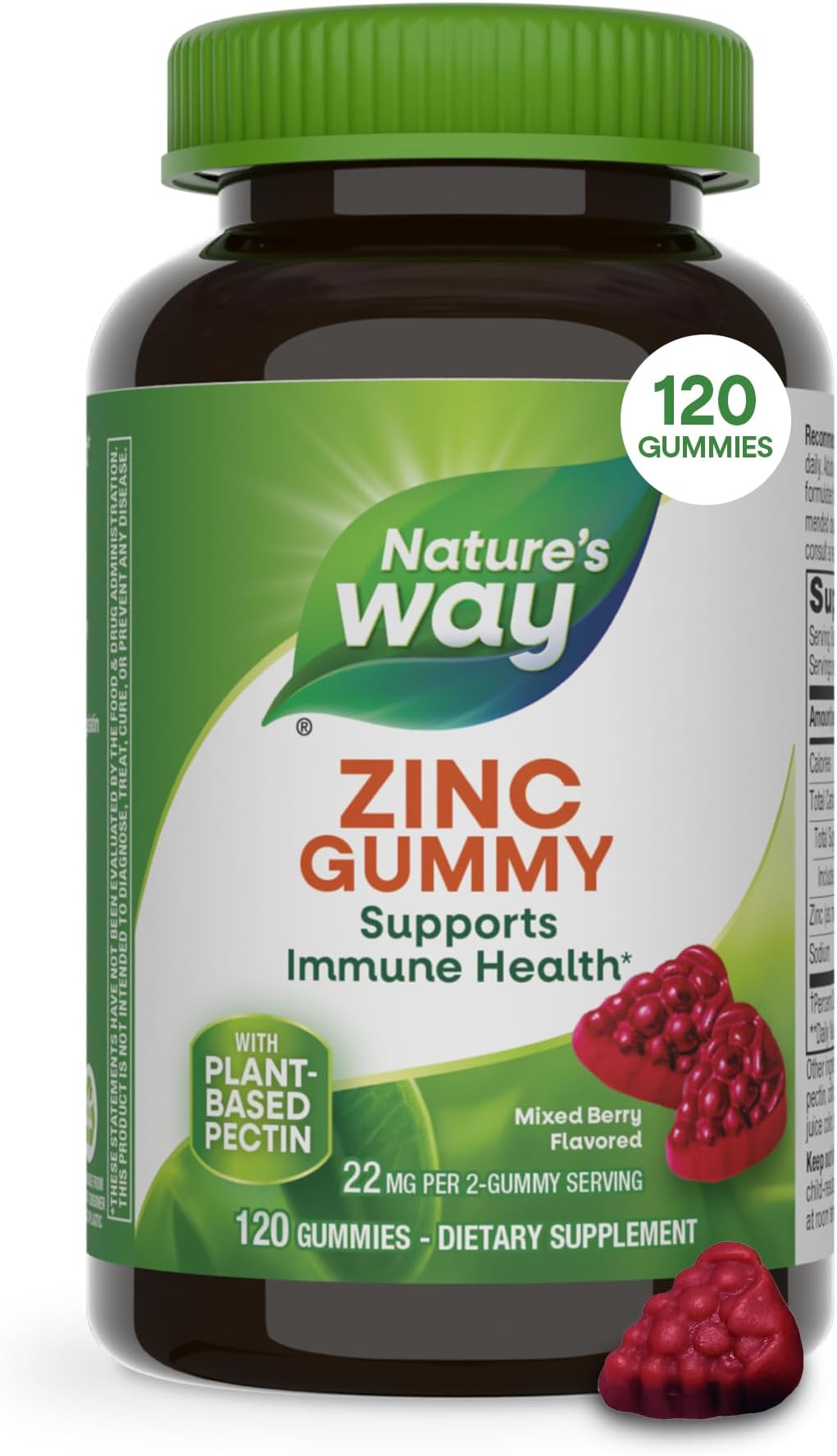 Zinc Gummies Mixed Berry 22mg | Daily Immune System Support & Antioxidant Defense & Plant-Based Pectin Gluten-Free | 120 Gummies