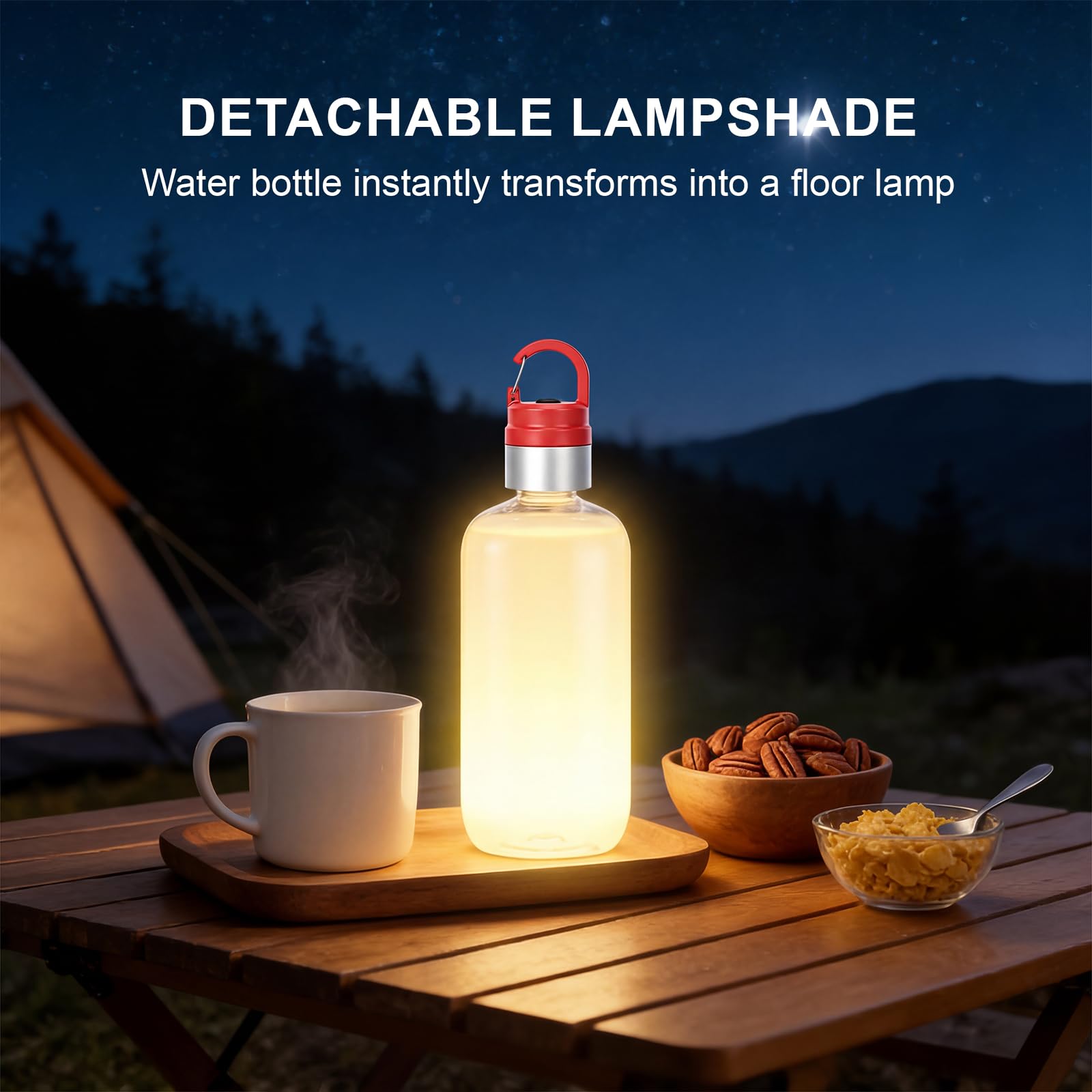 Lampada da campeggio a LED portatile con gancio per appenderla, lanterna a batteria ricaricabile per campeggio all'aperto, escursionismo, interruzioni di corrente di emergenza (rosso)