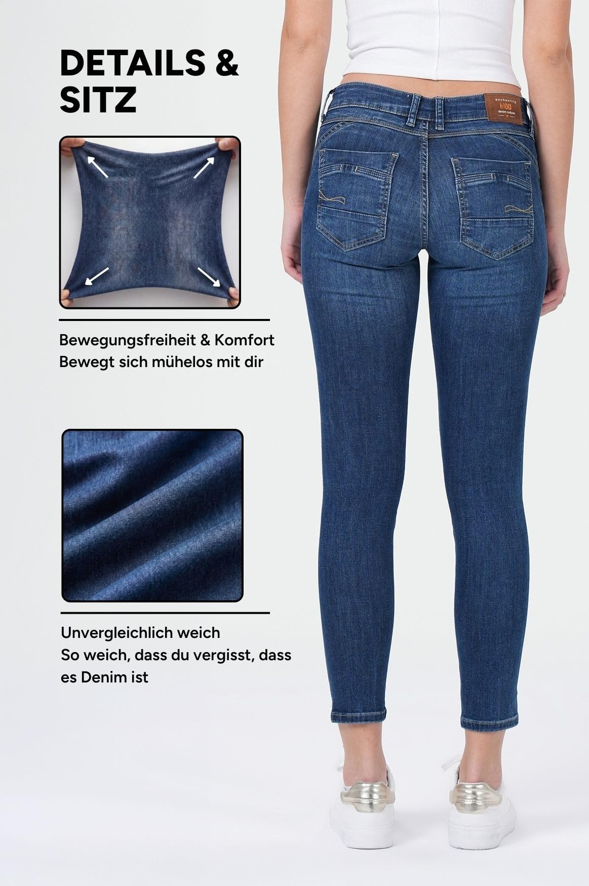 M.O.D Suzy Damen Skinny Jeans – Figurbetonte Stretch Denim Hose, knöchellange Passform, mittlere Bundhöhe, Klassische 5-Pocket Damenjeans für Elegante & Casual Looks