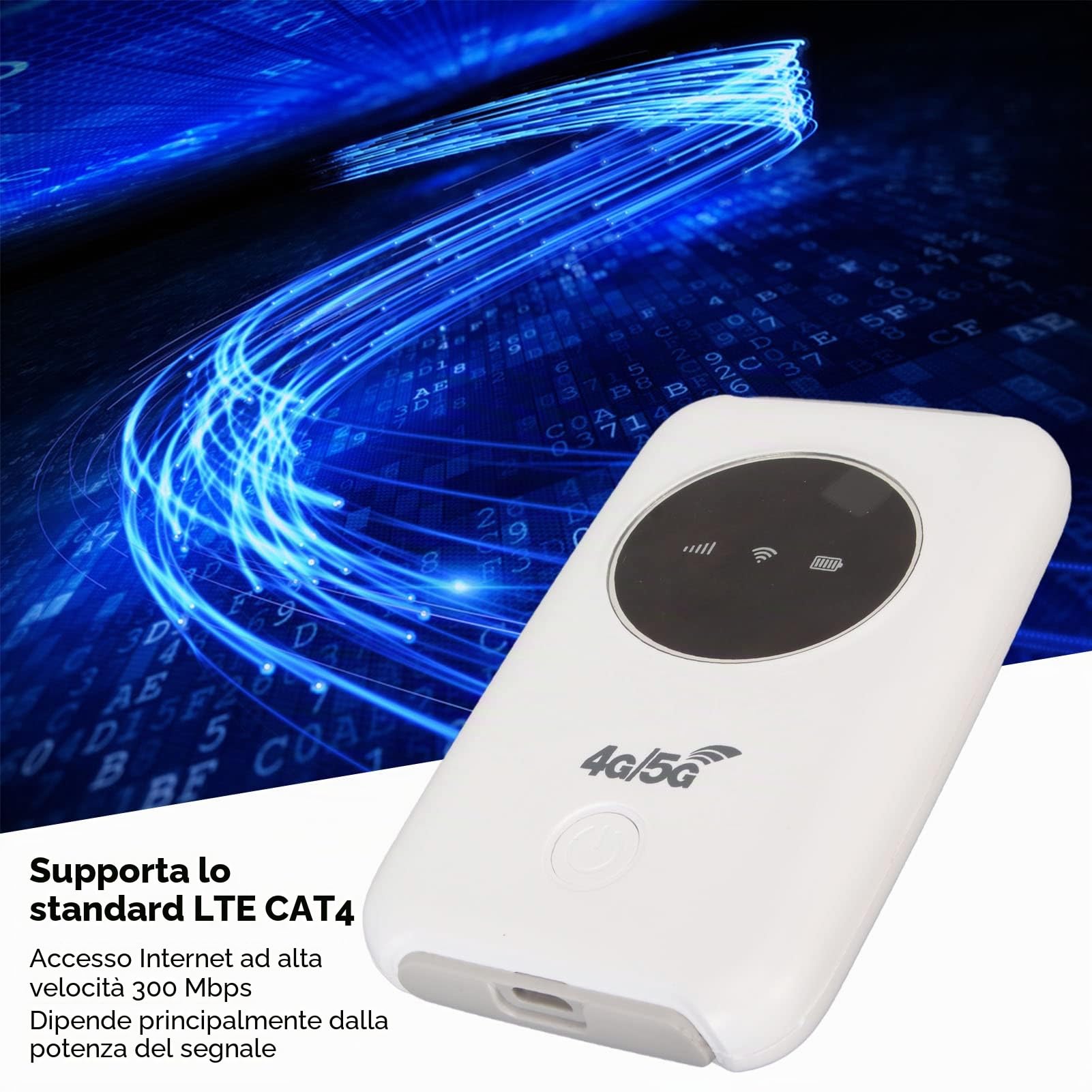 Jectse 4G LTE Modem WiFi USB, Portable Router Sbloccato With SIM Card Slot, 300 Mbps 10 Devices Mini Hotspot Mobile Integrato 3200MAh