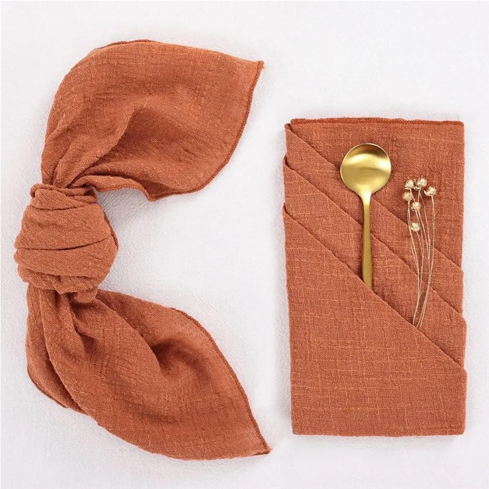 Napkins, 6pcs Gauze For Wedding Decor Everyday Use Dinner Tea Towel Table Village Christmas Napkin(Orange)