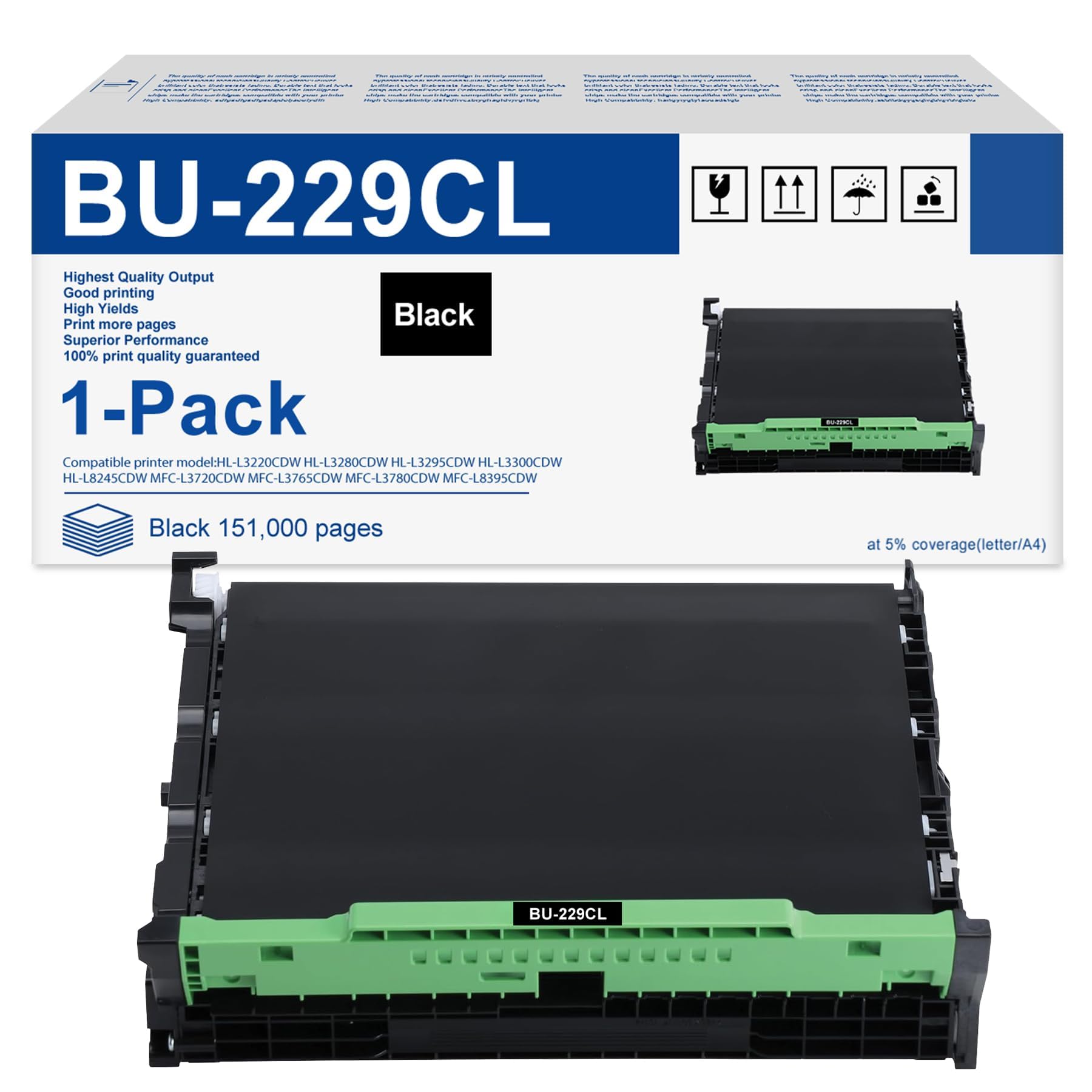 BU-229 BU-229CL Belt Unit 1 Pack, Compatible for Brother BU229CL Belt Unit MFC-L3780CDW HL-L3280CDW HL-L3220CDW MFC-L3720CDW HL-L3295CDW HL- L3300CDW HL-L3240CDW Printers(Black)