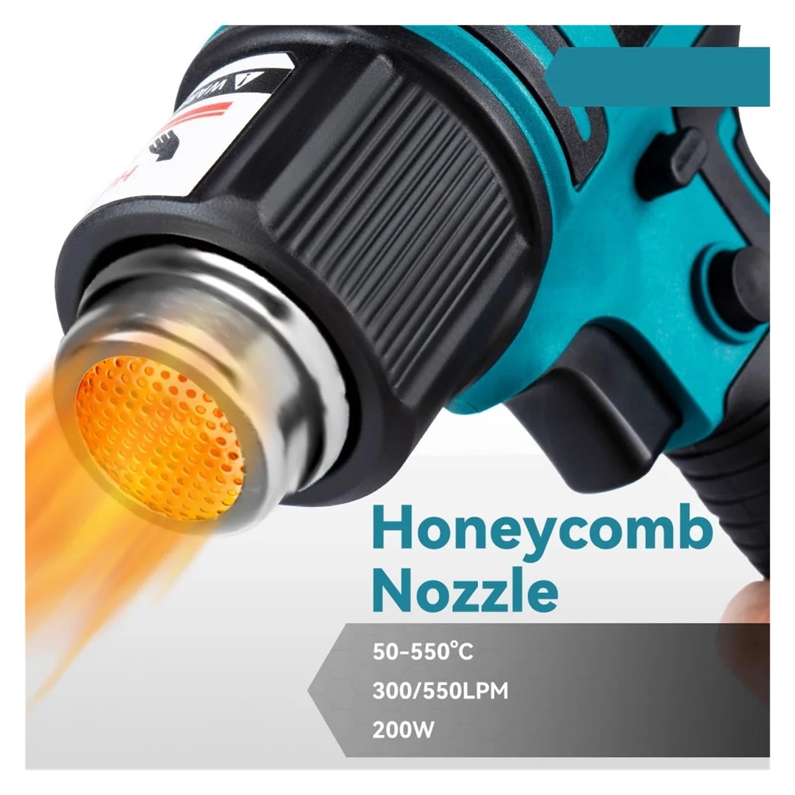 550 ℃ Opalarka Na Gorącą Wiatrówkę 2500 W Temperatura Drugiego Biegu 6. Bieg Wskaźnik LED Prędkości Wiatru Dla Opalarki Akumulatorowej 18 V Mocne, Szybkie Nagrzewanie(Option 1)