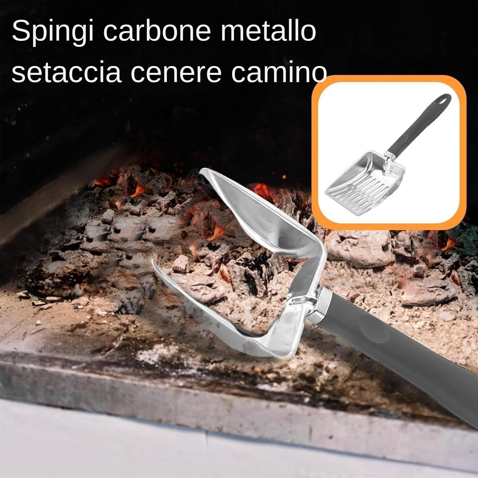 Setacciatore di Ceneri - 32.5 cm per Carbone Resistente alle Alte Temperature,Pala Forata in Acciaio Inossidabile per Cenere del - per Campeggio Giardino Interno ed Esterno