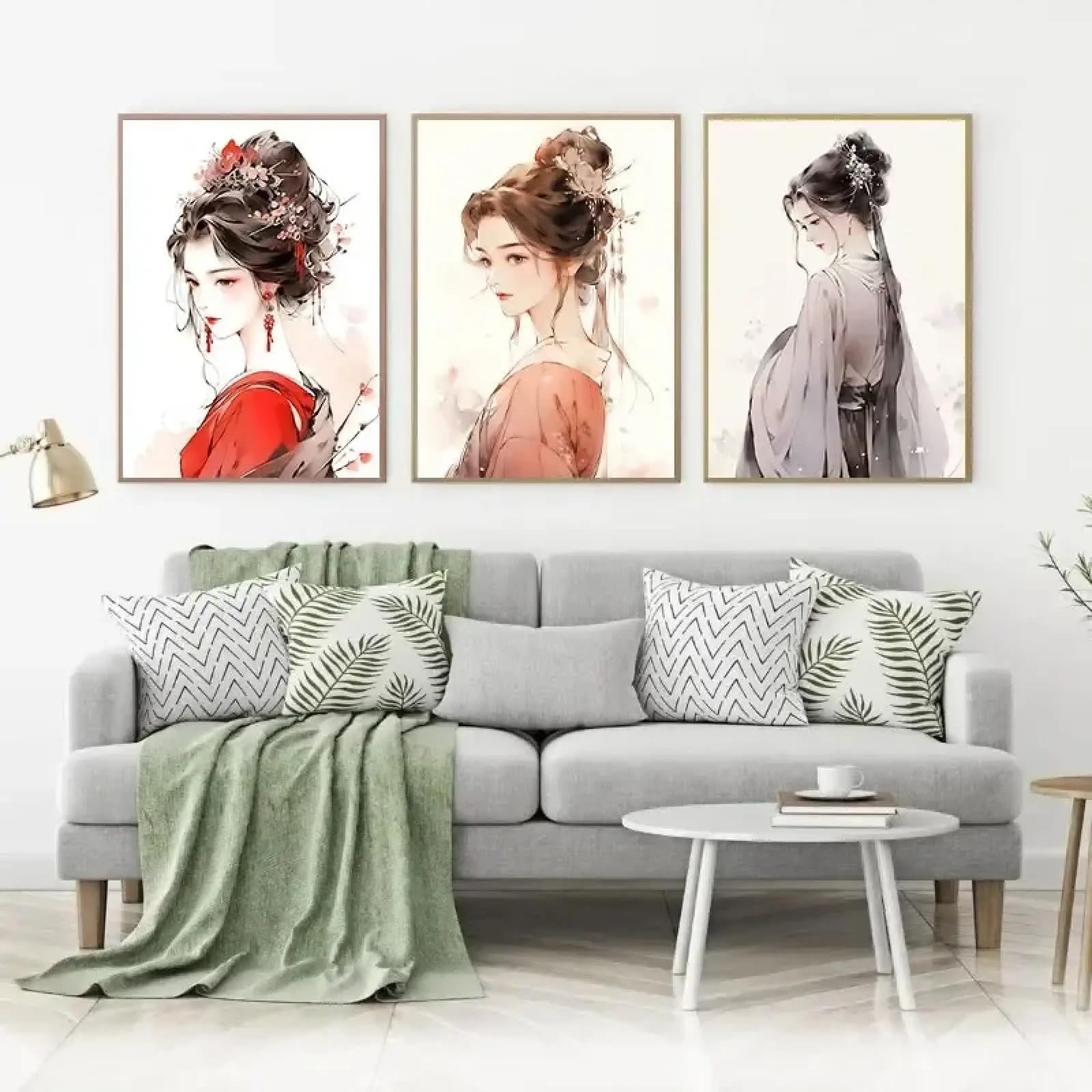 Toile style ancien chinois beauté chignon affiche déco murale grand format - 6