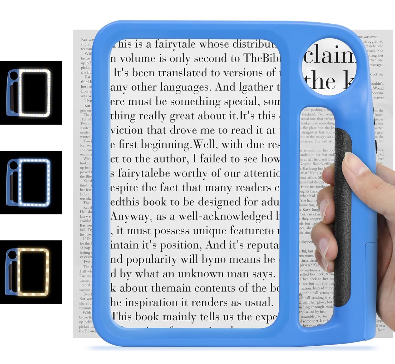 3x Large Handheld Magnifying Glass for Reading Usb Rechargeable, Lightweight Portable Book Magnifier With Light 48 Leds for Elderly Visually Impaired Newspaper, Rectangular Full Page Magnifier