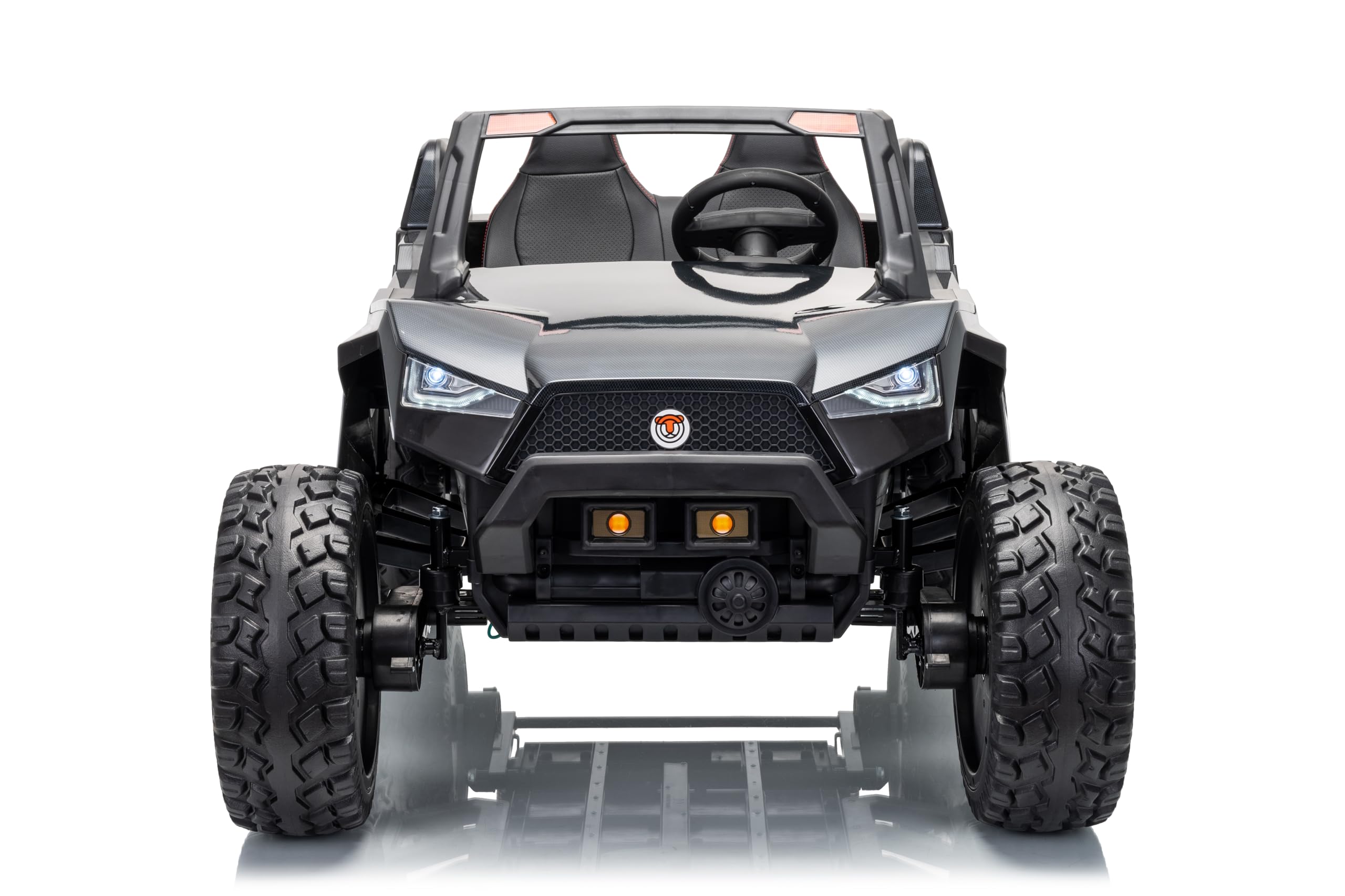 FINOOS Auto elettrica per bambini Clash 24 V, auto per bambini a 2 posti, con telecomando 2,4 GHz, 2-7 anni (nero)