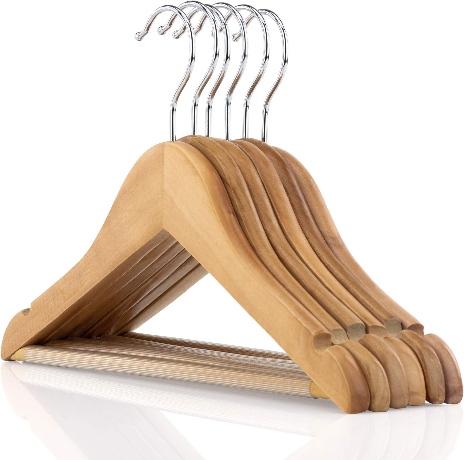 HANGERWORLD 12 Natural Beech 11.8inch Wooden Kids Baby Toddler Dress Pants Bar Coat Clothes Garment Hangers