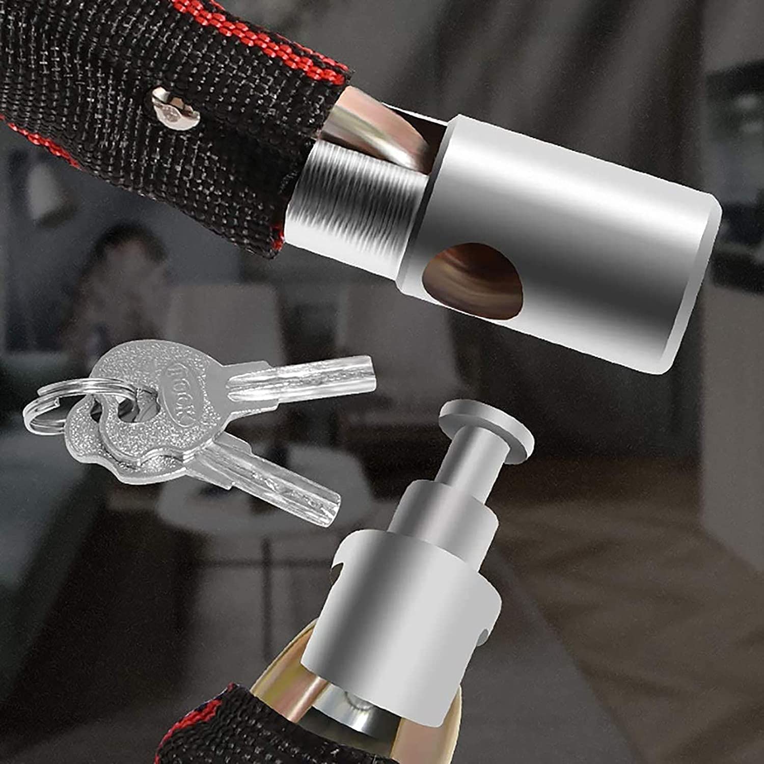 Lucchetto per Bicicletta, Lucchetto a Catena di Sicurezza antifurto per Moto di Alta qualità, Diametro 7,2 mm, Ideale per lucchetti da Esterno (Nero 65 cm)