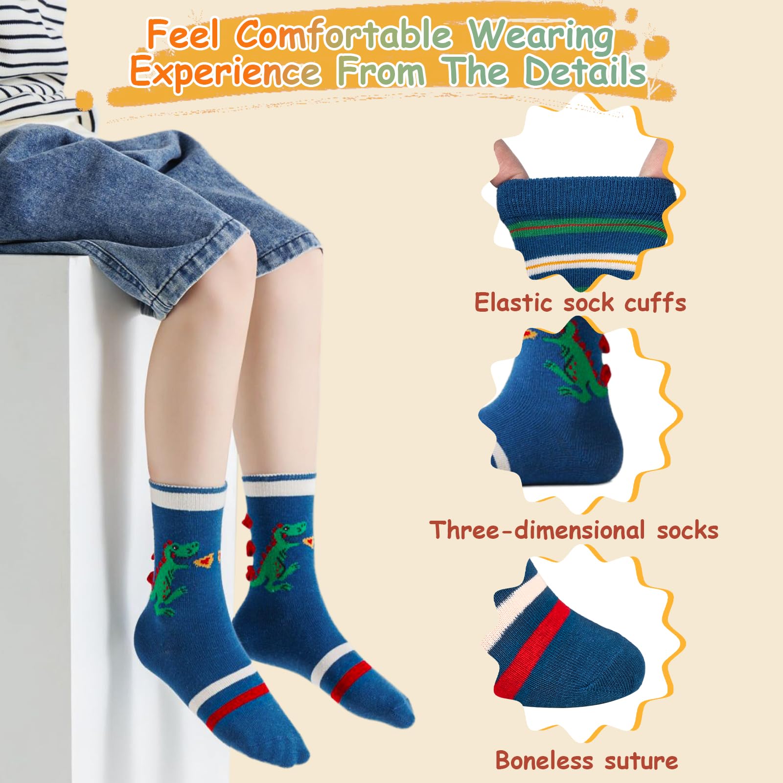 ZYUPHY Calzini Bambino Cotone Unisex Calzini Neonato Simpatico Cartone Colorati Animato Morbido Confortevole Calze per la Primavera Autunno Inverno 1-7 Anni 10 Paia