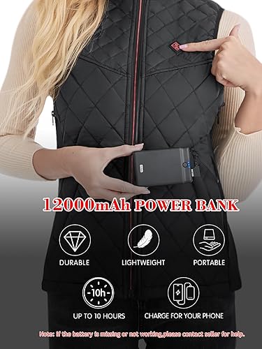 Miniatura 4 de PETREL Chaleco térmico para mujer con batería, abrigo térmico eléctrico recargable
