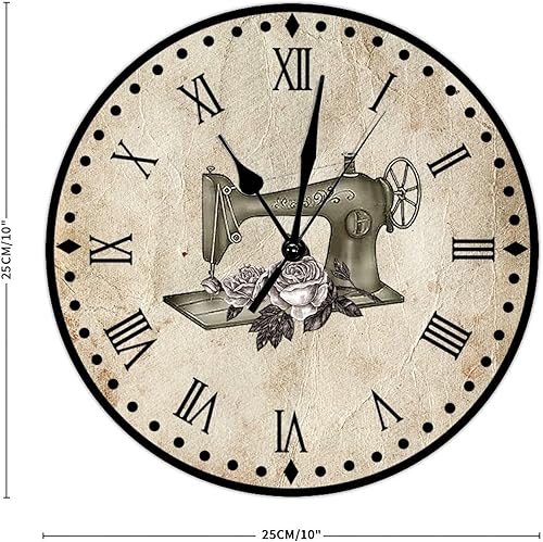 Vista 61 de Relojes de pared de madera para máquina de coser de flores, relojes sin marco, 10 pulgadas, brillante, silencioso, sin tictac, funciona
