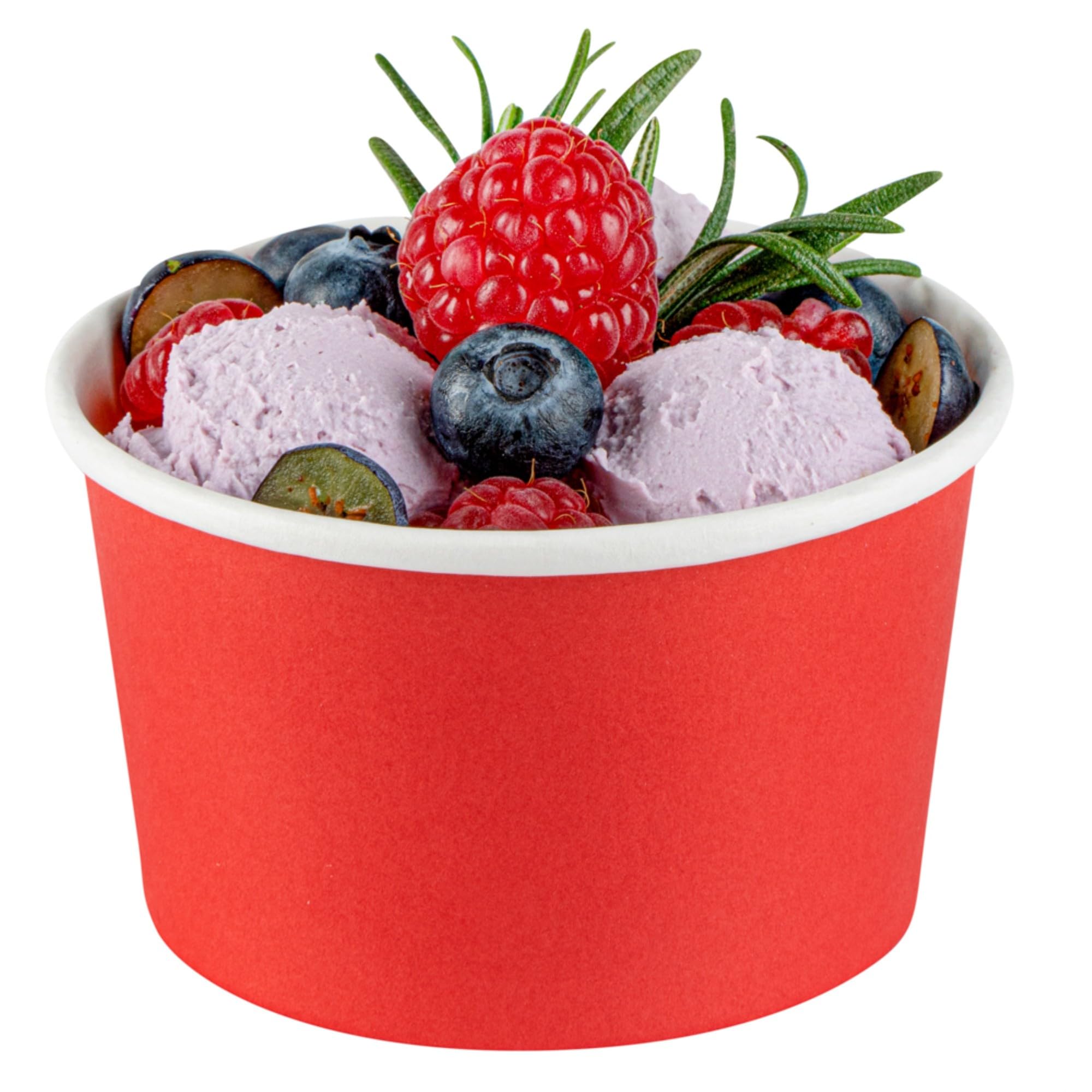 Coppetta 5-Ounce Dessert Cups, 50 Disposable Ice Cream Cups - Lids Sold Separately, Sturdy, Red Paper Frozen Yogurt Bowls, For Hot And Cold Foods, Perfect For Gelato Or Mousse - Restaurantware