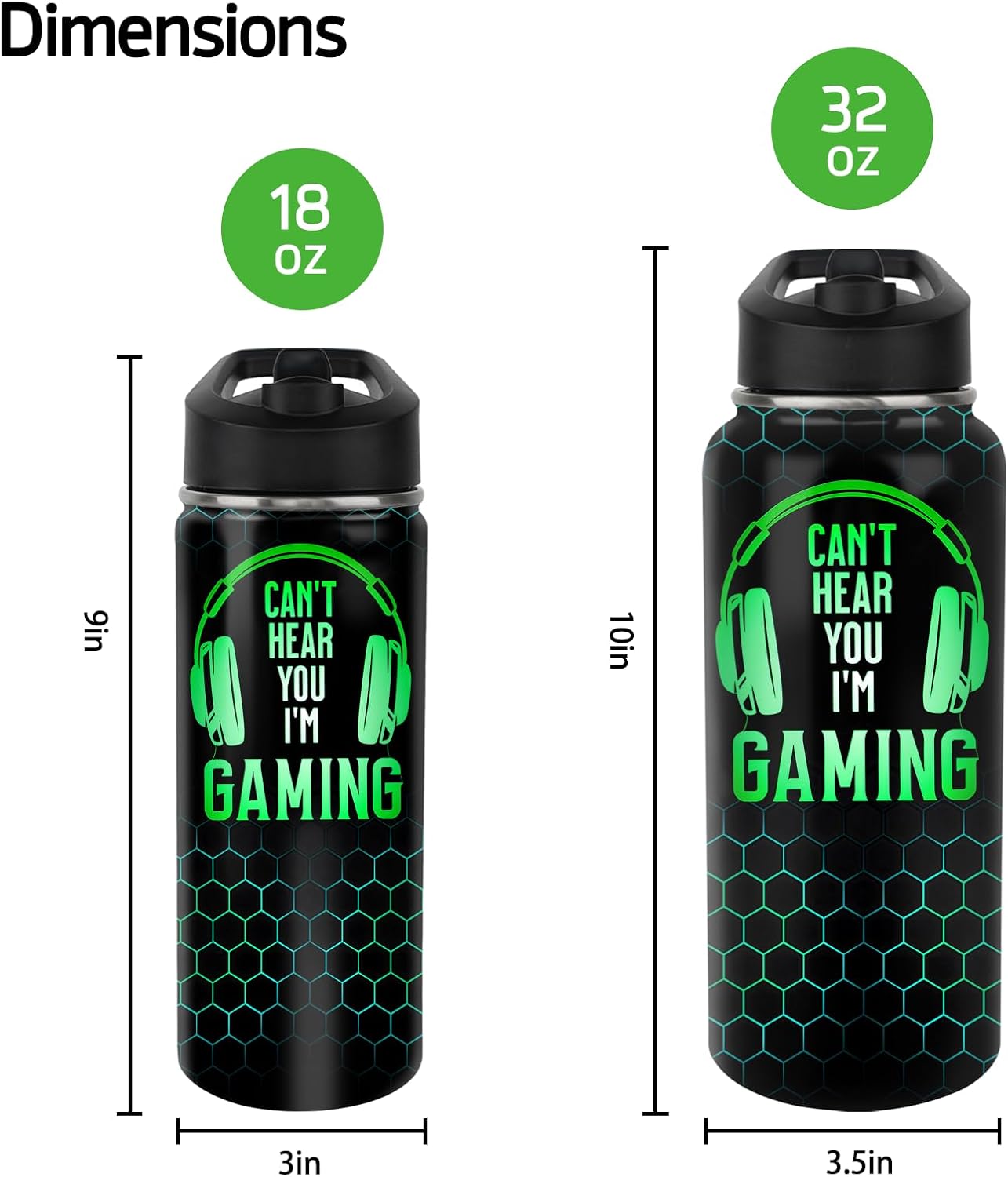 Gaming Water Bottles with Straw, 32 Ounces Insulated Stainless Steel Tumbler Cup Mug Gamer Gifts for Women Girls Game Lovers