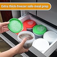 Vista 29 de EONJOE Recipientes de plástico de 2 onzas con tapas, recipiente pequeño para aderezo de ensalada para llevar, tazas para salsas y condimentos