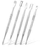 Piriuuo Wax Carving Tools Set, Stainless Steel Clay Sculpting Tools Double-Ended Pottery Carving Tools Wax Modeling Tools Dental Carvers Tools Wax Accessories Modeling Sculpting and Shaping(5 Style)