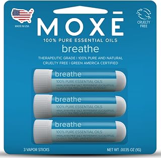 MOXE Breathe Himalayan Salt Inhaler 3-Pack | Natural Sinus Relief, Congestion Clearance & Focus Boost with Peppermint, Lavender, Tea Tree Oils
