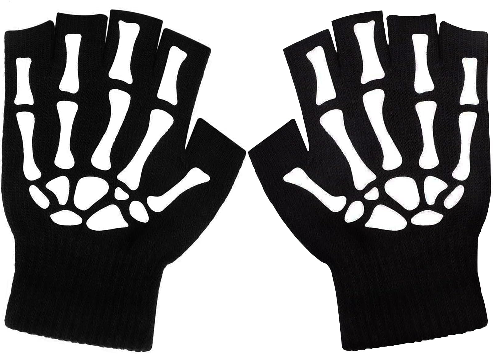 Skeleton Gloves,Glow in the Dark Touch Screen Thickened Full/Half Finger for Costume Cosplay Accessories
