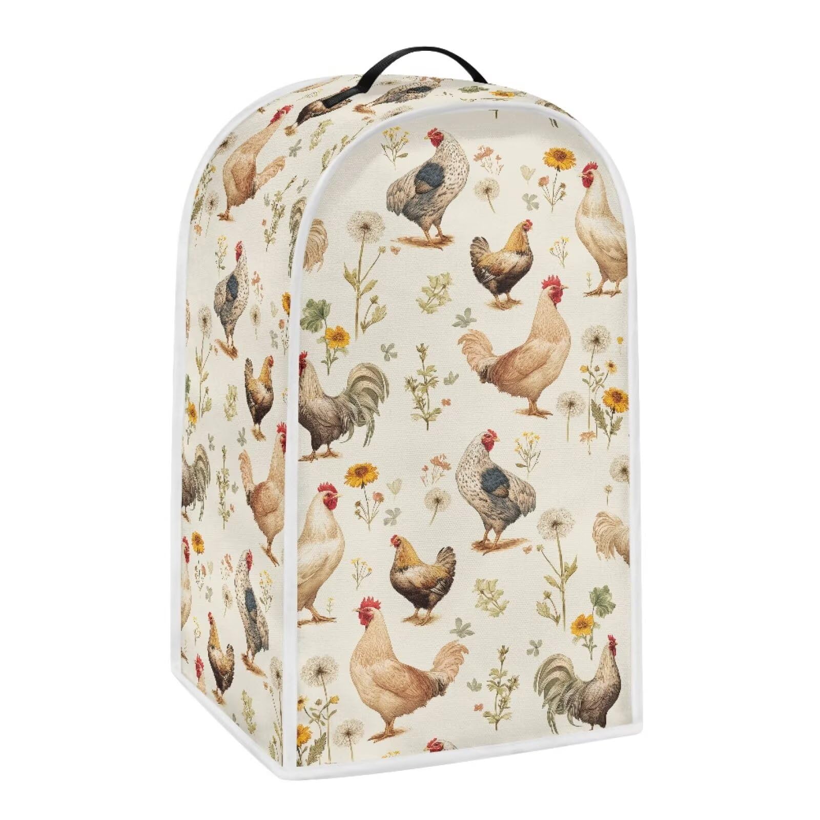 Flowers Rooster Kitchen Appliance Cover – Rustic Farmhouse Style for Blender and Coffee Maker, Anti-Fingerprint Easy Clean for Country Home Decor, Targets Rustic Lifestyle Enthusiasts.