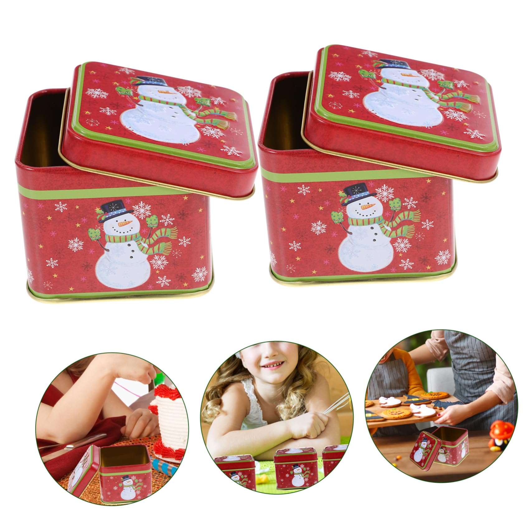 ABOOFAN 6 Stück Weihnachts Weißblech Keksdose Mit Deckel Quadratisch Leichte Metallbox Für Süßigkeitenaufbewahrung Dekorative Geschenkverpackung Für Feier Party
