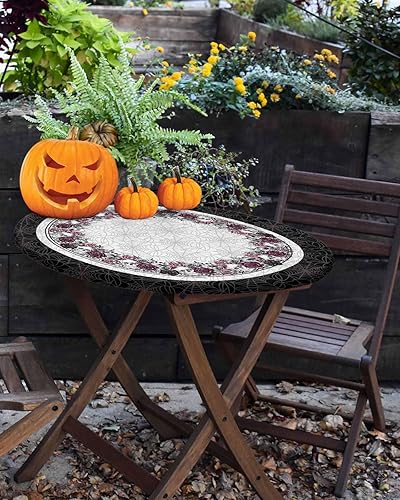 Vista 71 de Mantel redondo ajustable de Navidad para mesa redonda, mantel rojo floral de Navidad, mantel impermeable con borde elástico, mantel circular rojo
