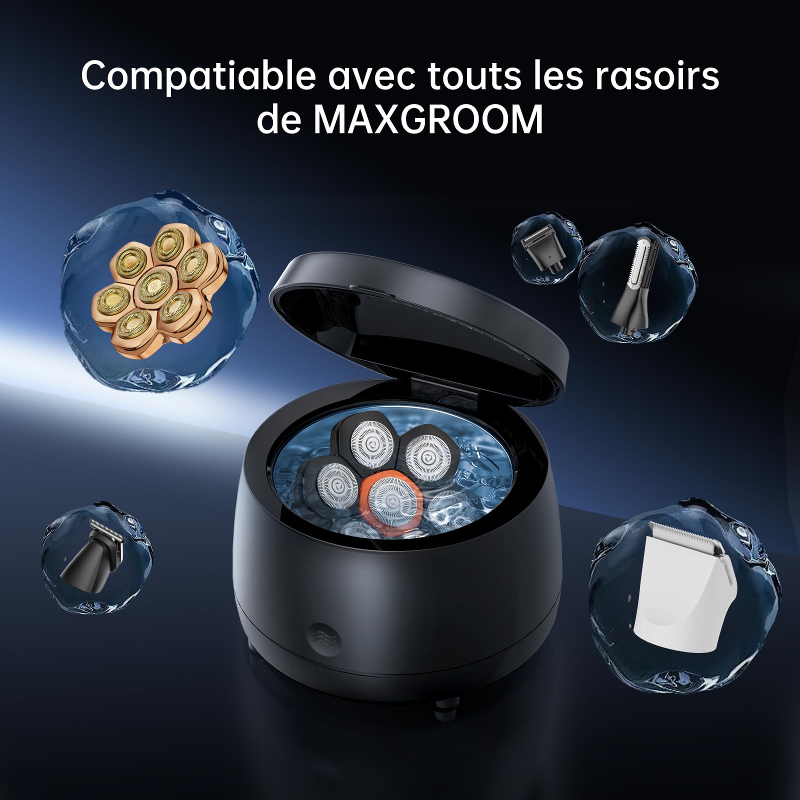 Maxgroom Centre du nettoyage pour Rasoir Tete Chauve Homme JK-1688
