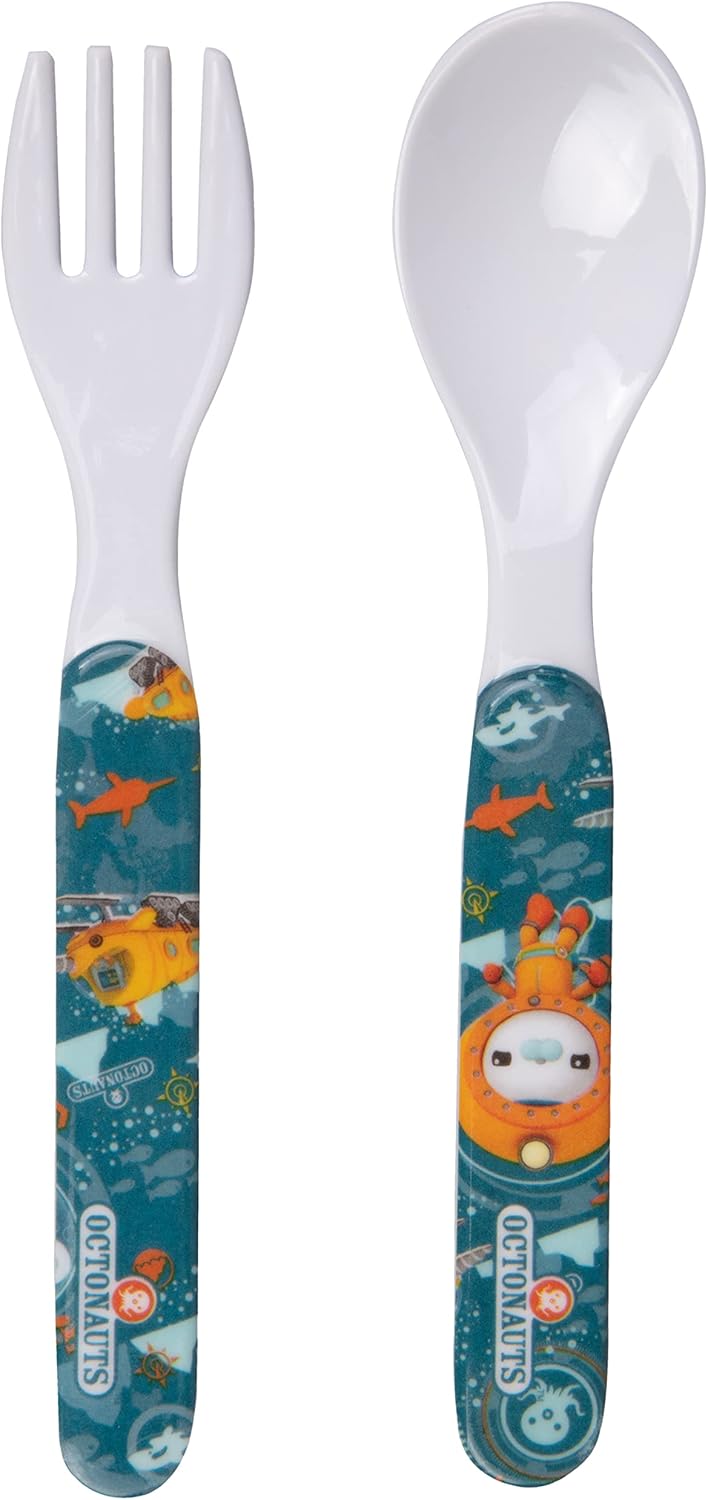 Octonauts 5 Piece Dinnerware Set - Orange Artic -Includes Reusable Raised Edge Plate, Bowl, Cup & Utensils -Durable Break Resistant Melamine, BPA Free, Dishwasher Safe -Gift for Toddlers, Boys & Girls