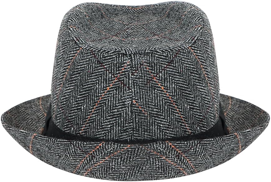 Men Felt Fedora Hat Manhattan Structured Trilby Cap 20s Gangster Gatsby Hat Short Brim Panama Jazz Cap - Image 4