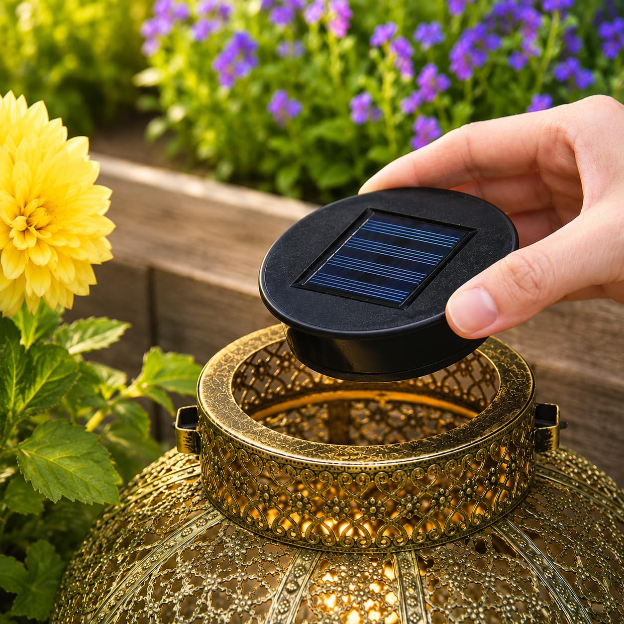 Festive Lights Black Replacement Solar Panel For Garden Lanterns - 8Cm Round Solar Light Top For Outside Lanterns - Warm White, White & Colour Changing Led, Ip44 Solar Powered Replacement Unit Insert