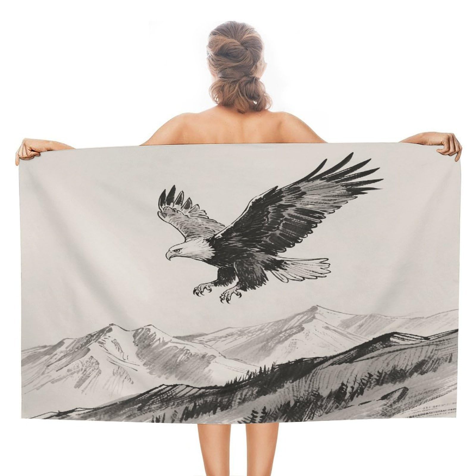 FekiLoot Soaring Eagle Beach Towel Absorbent & Quick Dry Pool Towels 31 X 51 Inches Extra Large Sandfree Beach Blanket Towels Soft Lightweight Travel Towel for Swim Yoga Camping