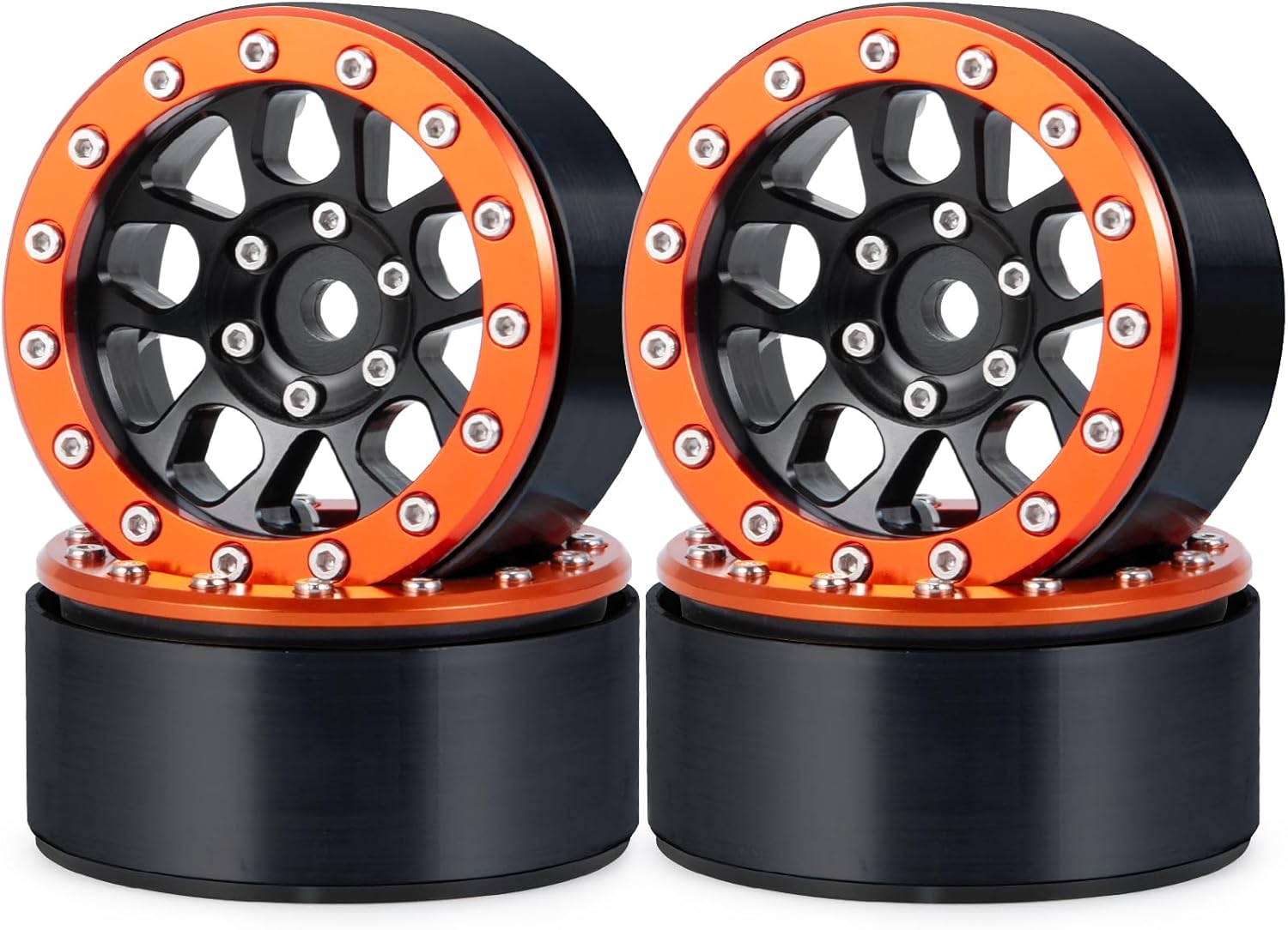 4PCS Metal Beadlock 1.9" Wheels Rims Hub Upgrade Parts for 1/10 Axial SCX10 90046 TRX4 D90 RC Crawler Car