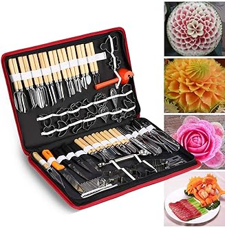 Yosoo 80PCS/Set Culinary Carving Tool Kit,Chrome steel Culinary Carving Peeling Tools Kit,for Fruit Vegetable Garnishing Carving Slicing including Carry Bag Halloween Pumpkin Carving Kit
