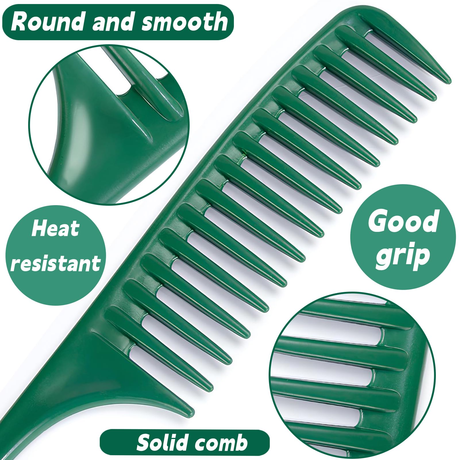 Yolanya Wide Tooth Rat Tail Comb for Curly & Wet - Professional Salon Detangling Tool with Heat Resistant & Anti-Static Design, Parting Combs for All Hair Types (3-Pack)