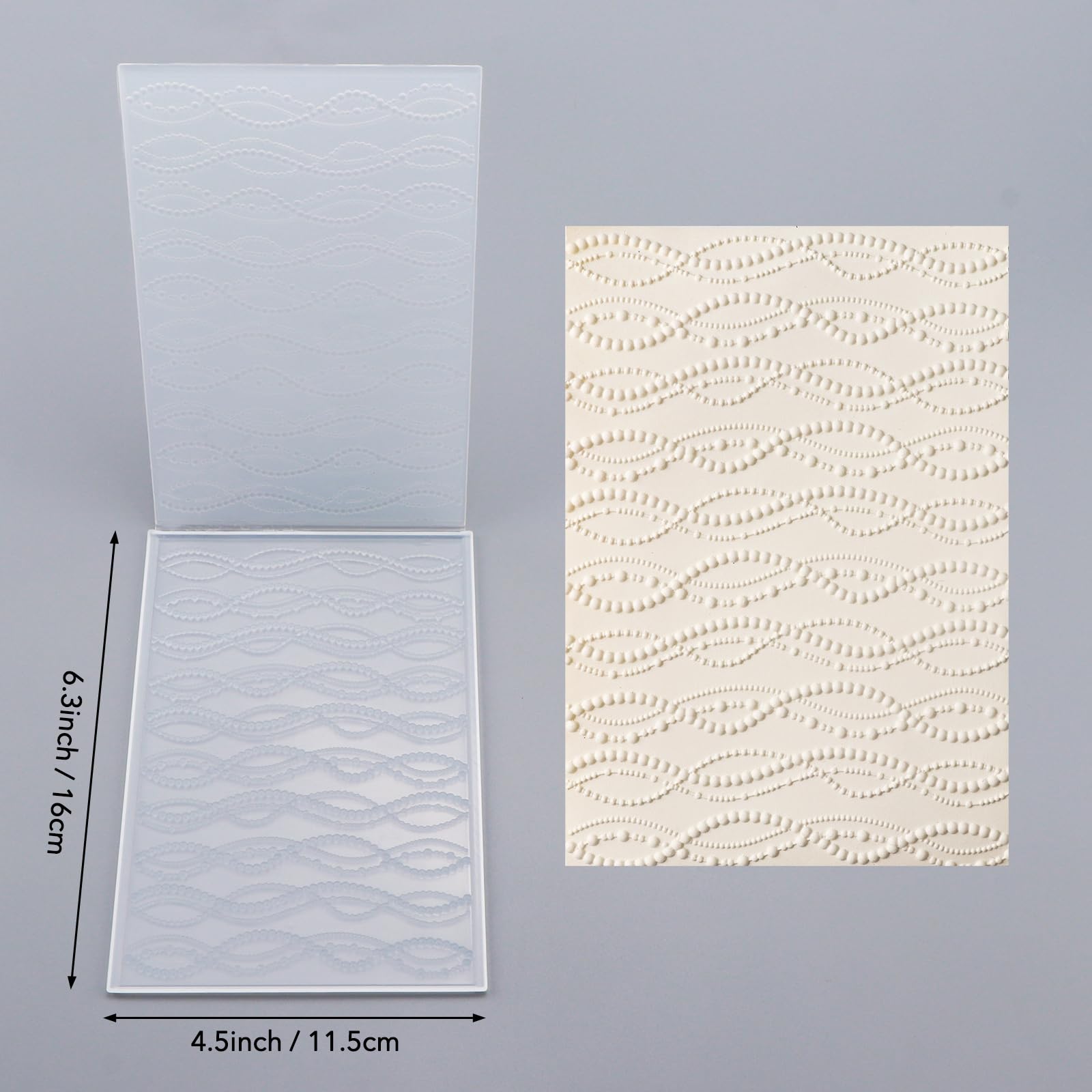 KIRABATIO Decorative Pearls 3D Embossing Folder for Card Making,Pearls Lines Background Clear Plastic Texture Fades Embossing Folder Template for Scrapbooking and Other Paper Craft Album Stamps DIY De