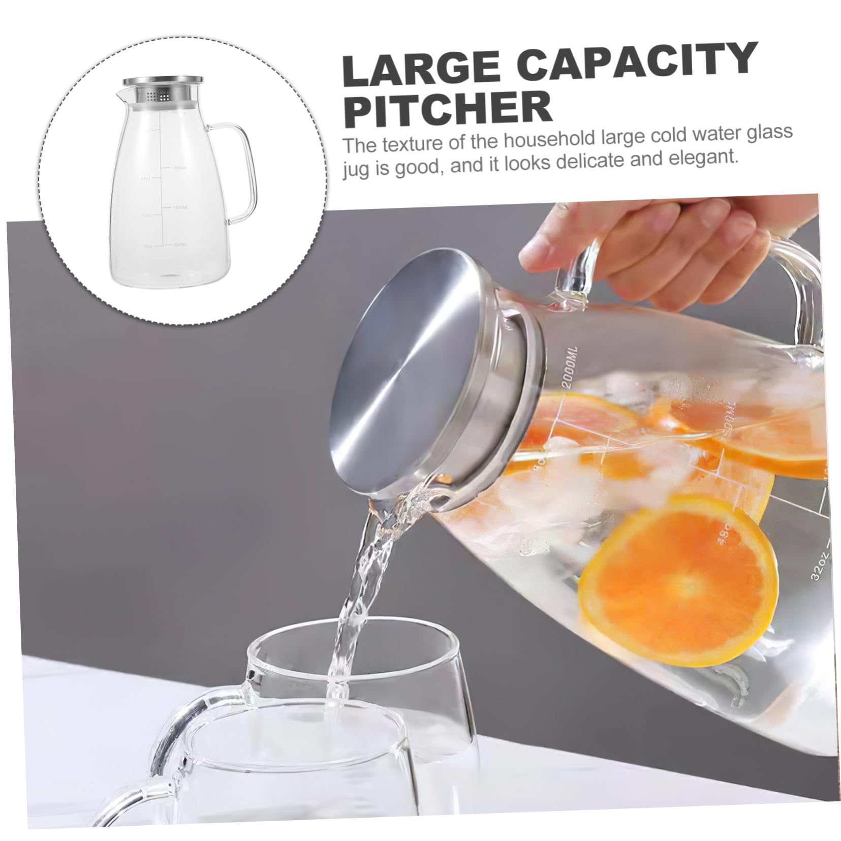 Ipetboom Jarra de Agua de Gran Capacidad Jarra de Vidrio Puerta del Refrigerador para Infusiones de Té Helado Dispensador de Agua para Fiestas