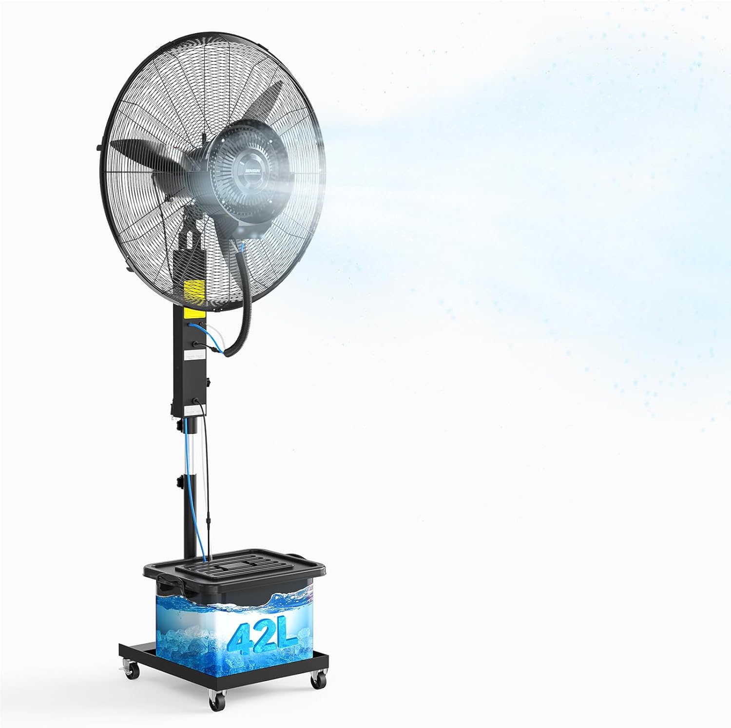 ROVSUN 30Inch Misting Fan, Max 8800CFM High Velocity Industrial Mister with 42L Water Tank, Ajustable Mist Value, 60° Oscillation & 3 Speed Setting, Commercial Cooling Fan for Outdoor