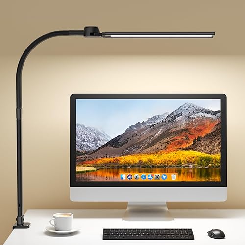 Miniatura 6 de Lámpara de escritorio LED con puerto de carga USB, lámpara dual de arquitecto para oficina en casa con iluminación ambiental, 24 W, ultra brillante,