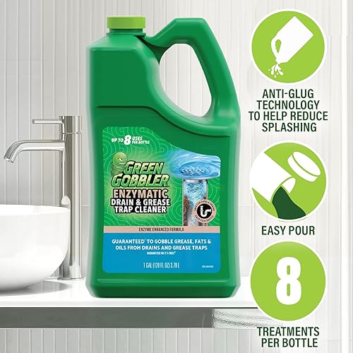 Vista 6 de Green Gobbler Enzyme Drain Cleaner Controls Foul Odors & Breaks Down Grease, Paper, Fat & Oil in Sewer Lines, Septic Tanks & Grease Traps 1