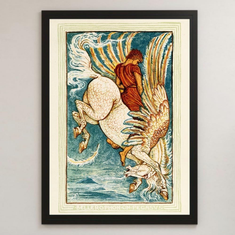 Amazon.co.jp: 『ペガサスに乗るべレロフォン』ビンテージイラスト