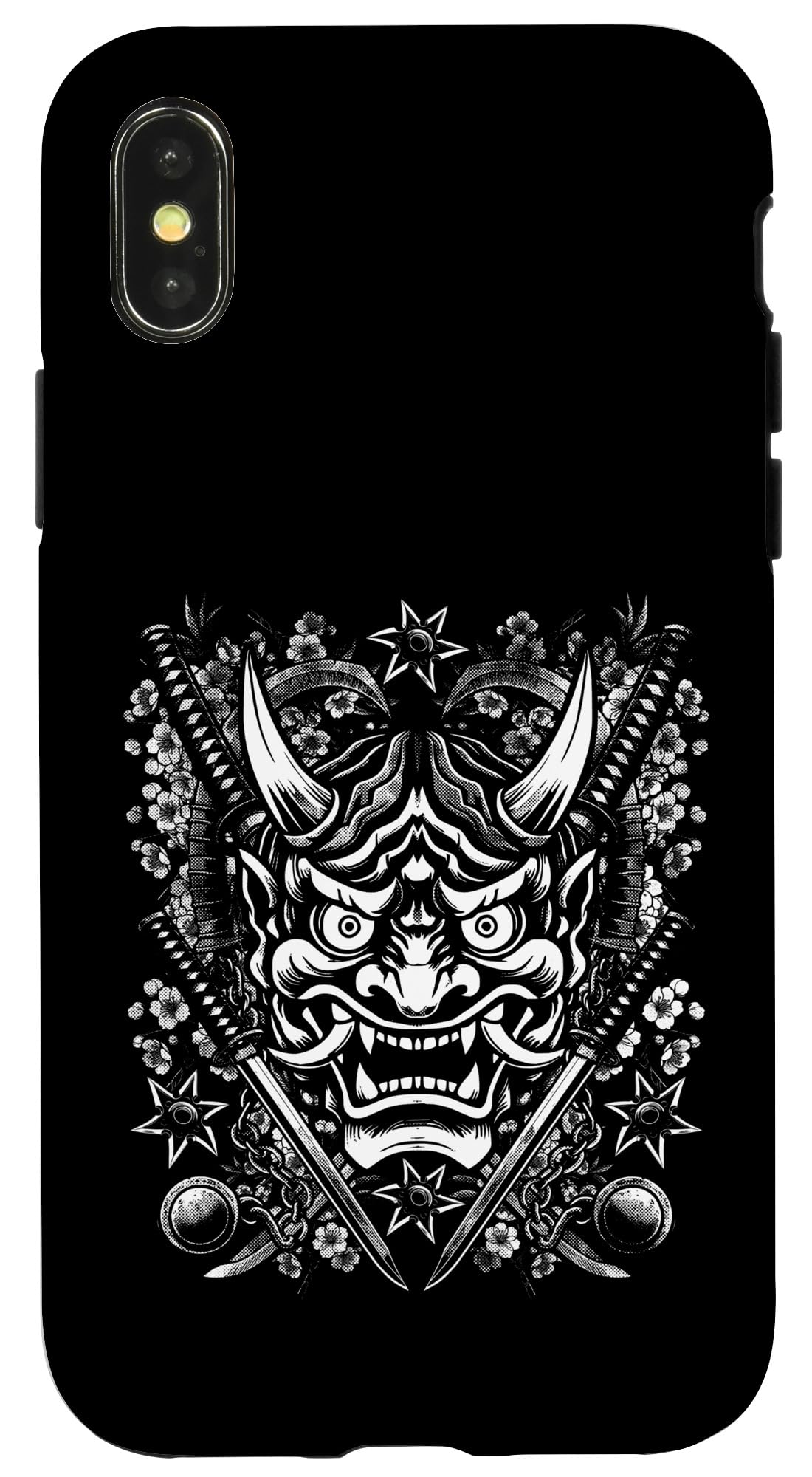 Oni Mask Samurai Warrior - Ronin Ghost Katana Art - Sakura Case for iPhone X/XS