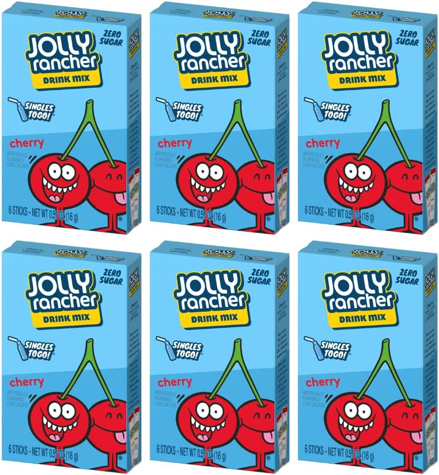 Jolly Rancher SINGLES TO GO! Cherry, 6 boxes with 6 packets each - 36 total servings