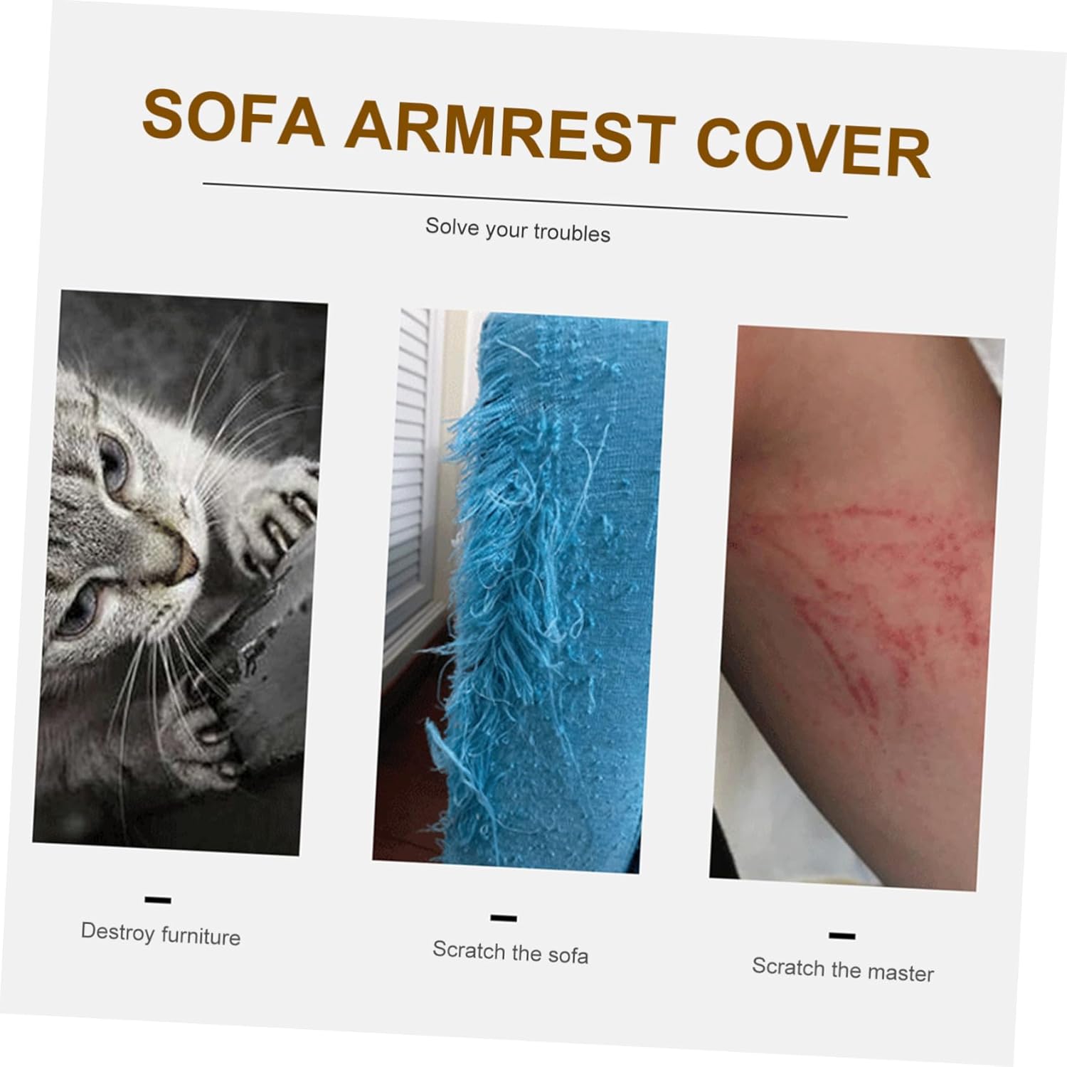 Protective Mat Scratching Cover for Sofa Armrests Light Grey Furniture Protector for Home Office and Shop