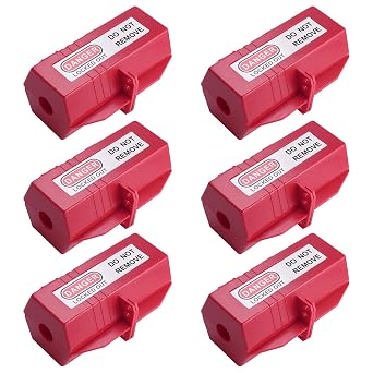 Lockout Tagout Plug Lock, 220 Volt Plug Locks for Electrical Plugs, 6 5/8" x 3" Medium Plug Lockout, 6 Pack