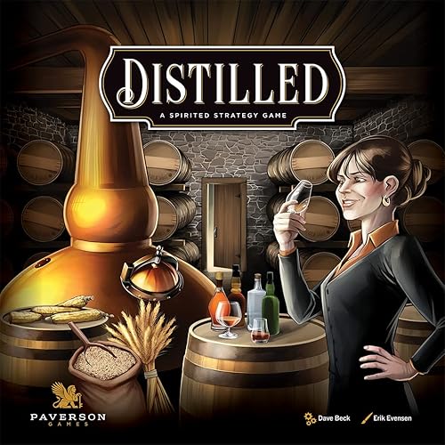 Distilled: Un juego de estrategia enérgico, juego de euros altamente temático, lucha por el título de Master Distiller, de 1 a 5 jugadores, a partir