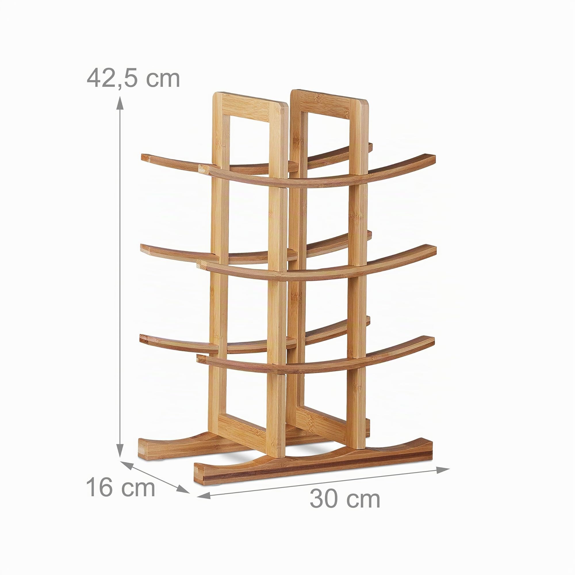 Relaxdays Portabottiglie in Bambù, per 12 Bottiglie, 4 Livelli, Orizzontale, da Terra, HLP: 42,5x30x16cm, Legno Naturale