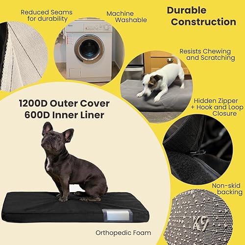 Miniatura 4 de K9 Ballistics Almohadilla ortopédica resistente para jaula para perros, lavable, duradera e impermeable, cama ortopédica para perros, XL, gigante y